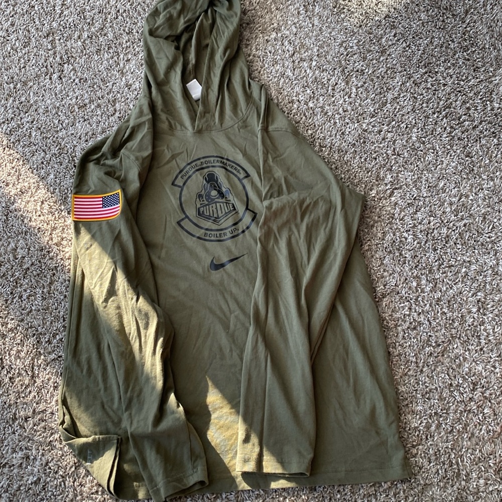 Nike Olive Green Men's Shirt with Hood